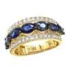 4 Carat Diamond And Sapphire Cocktail Ring For Women 14K Yellow Gold Luxurman Band