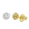 2 Carat Look 14K Yellow Gold Cluster Diamond Stud Earrings For Women 1/2ct By Luxurman