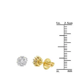 2 Carat Look 14K Yellow Gold Cluster Diamond Stud Earrings For Women 1/2ct By Luxurman -Borcely Jewelry Sales 2 carat look 14k gold cluster diamond stud earrings for women 12ct by luxurman rulerye