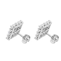 2 Carat Luxurman Square Shape Round Diamond Earrings Studs 14K White Gold -Borcely Jewelry Sales 2 carat luxurman square shape round diamond earrings studs in 14k gold backwh