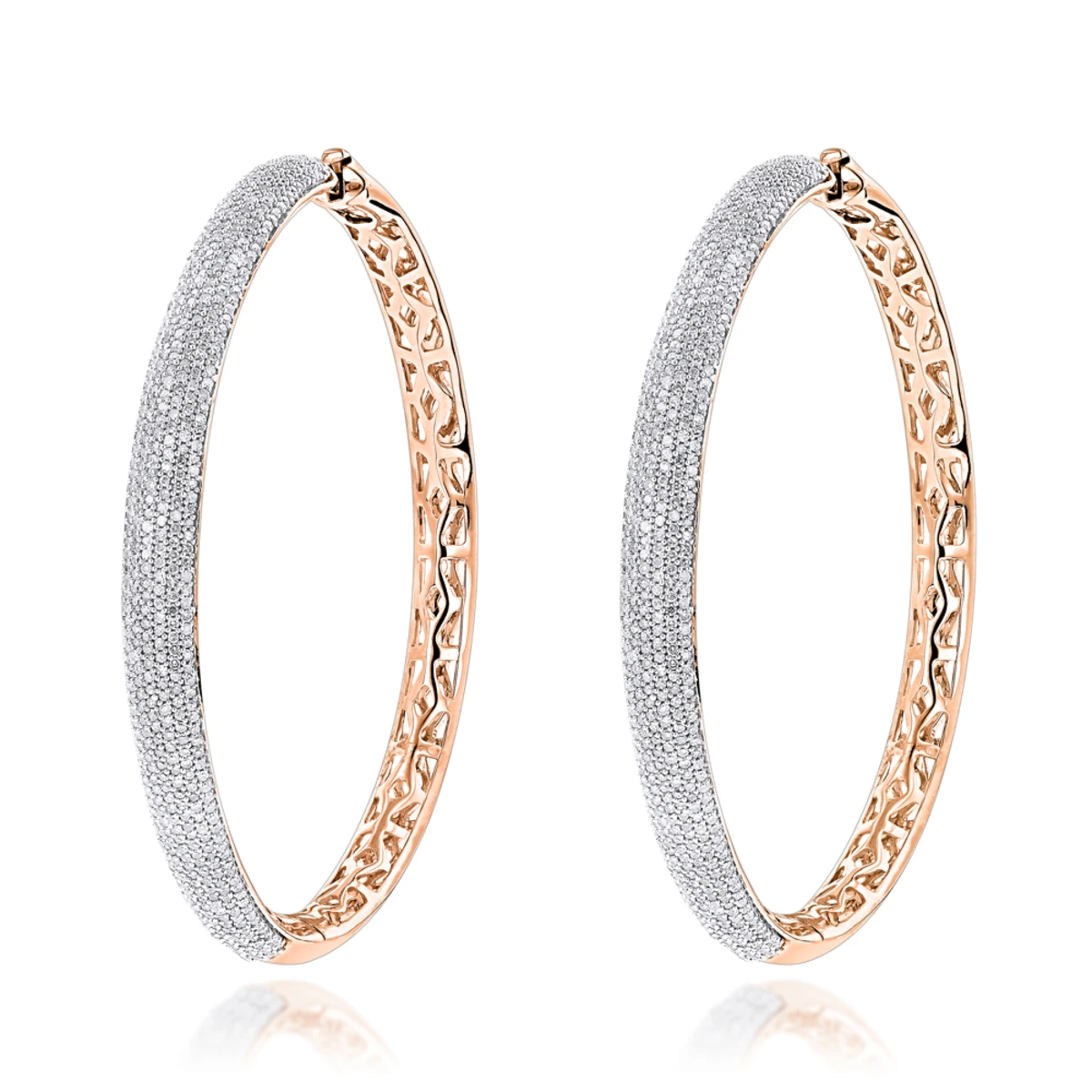 2 Inch Diamond Hoop Earrings 2.2ct 14K Yellow Gold 3 2 Inch Diamond Hoop Earrings 2.2ct 14K Yellow Gold - Image 3