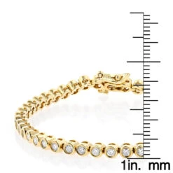 2.20 Carat Diamond Tennis Bracelet 14K Yellow Gold Bezel Set -Borcely Jewelry Sales 220 carat diamond tennis bracelet 14k bezel set p 22425 rulerye