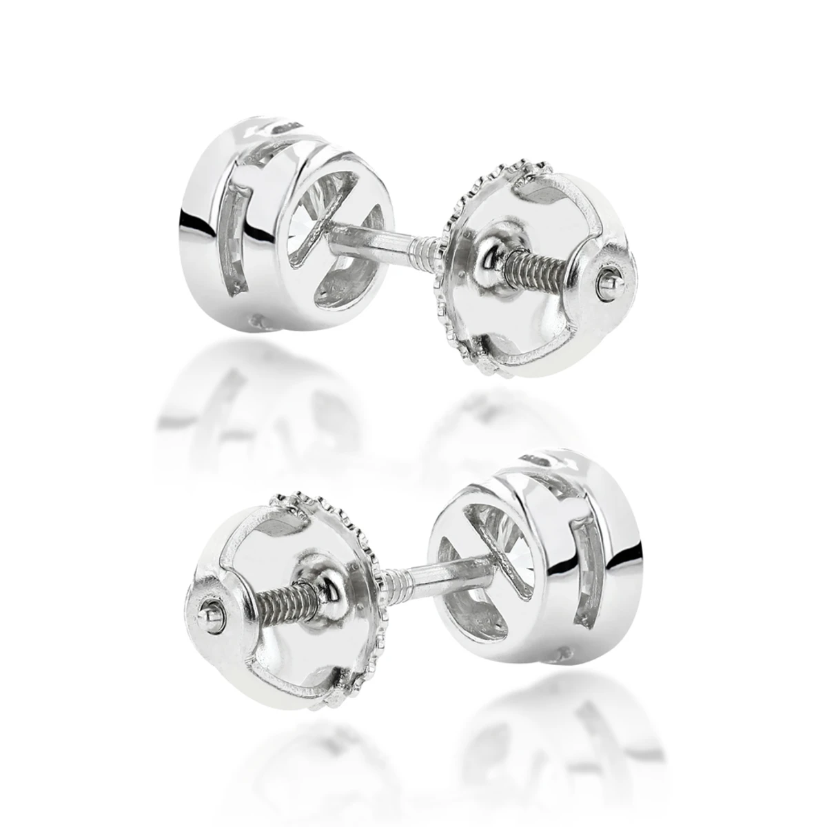 2ct Diamond Platinum Stud Earrings Bezel Set Round Cut 2 2ct Diamond Platinum Stud Earrings Bezel Set Round Cut - Image 2