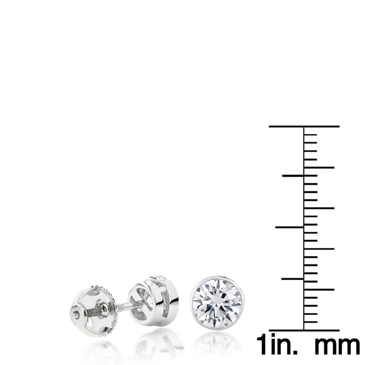 2ct Diamond Platinum Stud Earrings Bezel Set Round Cut 4 2ct Diamond Platinum Stud Earrings Bezel Set Round Cut - Image 4