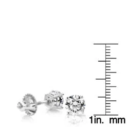 2ct Round Cut Diamond Platinum Stud Earrings -Borcely Jewelry Sales 2ct round cut diamond platinum stud earrings ruler