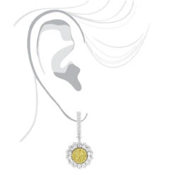 3 Carat 14K White Gold White Yellow Diamond Flower Earrings For Women By Luxurman -Borcely Jewelry Sales 3 carat 14k gold white yellow diamond flower earrings for women by luxurman bodwh