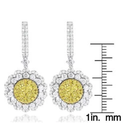 3 Carat 14K White Gold White Yellow Diamond Flower Earrings For Women By Luxurman -Borcely Jewelry Sales 3 carat 14k gold white yellow diamond flower earrings for women by luxurman rulerwh
