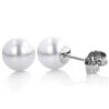 5.5-6mm 14K White Gold White Freshwater Pearl Stud Earrings
