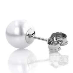 6-6.5mm 14K White Gold White Fresh Water Pearl Stud Earrings -Borcely Jewelry Sales 6 65mm 14k gold white fresh water pearl stud earrings p 5904 backwh