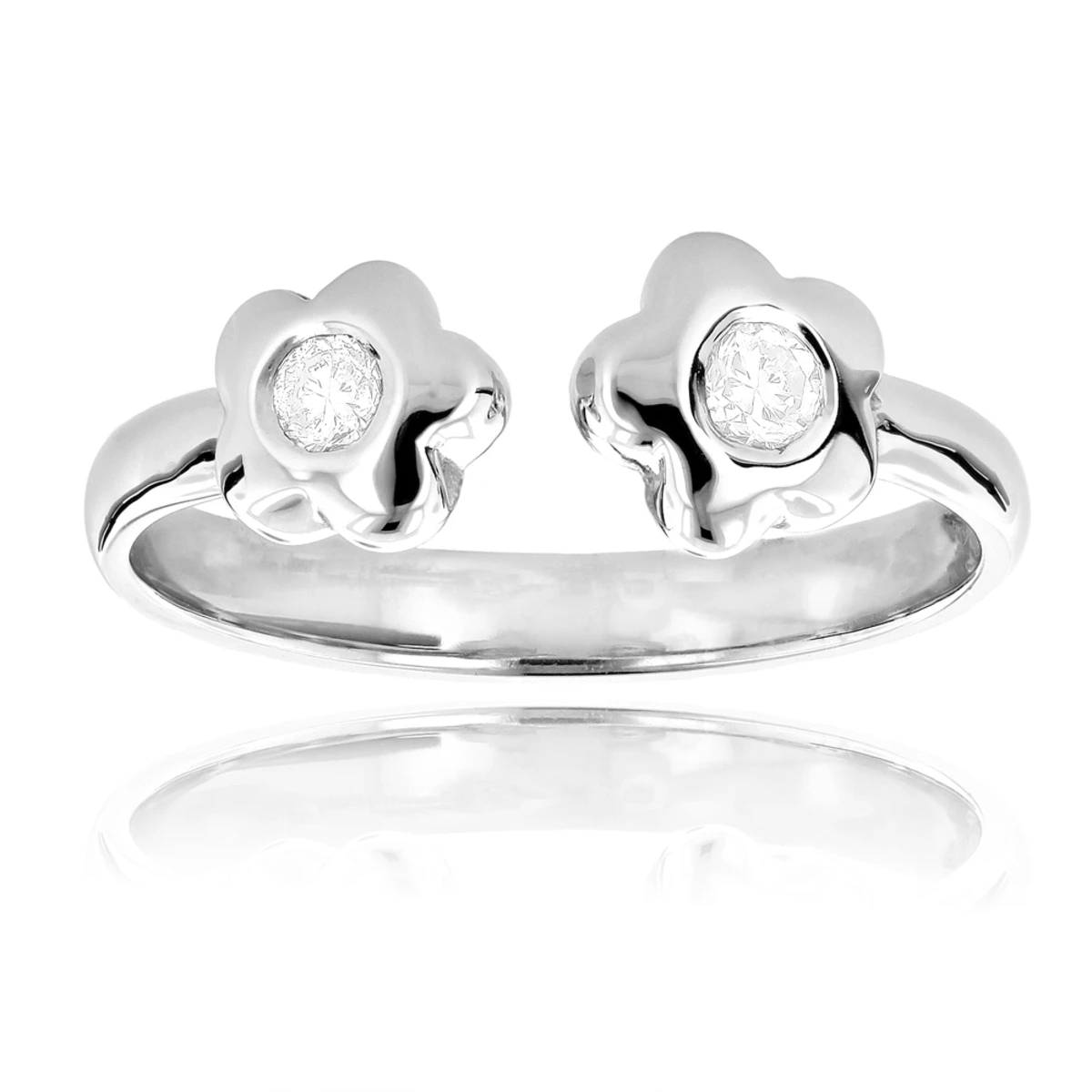 Adjustable 14K White Gold Diamond Toe Ring Flower 0.07ct 1 Adjustable 14K White Gold Diamond Toe Ring Flower 0.07ct