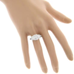 Affordable 14K Yellow Gold Round And Princess Cut Diamond Engagement Ring 1ct -Borcely Jewelry Sales affordable 14k gold round and princess cut diamond engagement ring 1ct bodwh