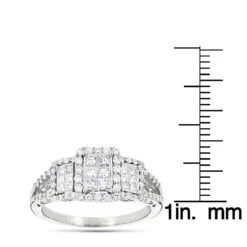 Affordable 14K Yellow Gold Round And Princess Cut Diamond Engagement Ring 1ct -Borcely Jewelry Sales affordable 14k gold round and princess cut diamond engagement ring 1ct ruler