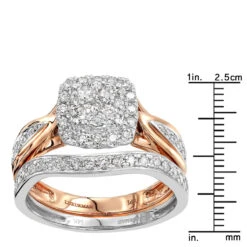 Affordable Luxurman 1 Carat Diamond Engagement Ring Set Two Tone 14K White/Rose Gold -Borcely Jewelry Sales affordable luxurman 1 carat diamond engagement ring set two tone 14k gold rulerwr