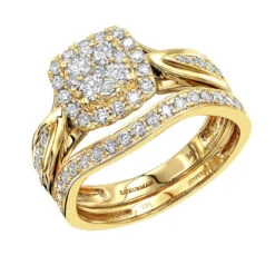 Affordable Luxurman 1 Carat Diamond Engagement Ring Set Two Tone 14K White/Rose Gold -Borcely Jewelry Sales affordable luxurman 1 carat diamond engagement ring set two tone 14k gold ye 1