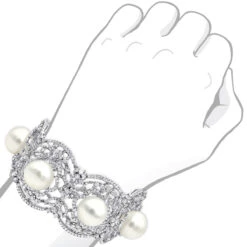 Art Deco White South Sea Pearl And Diamond Bracelet For Women 18K White Gold -Borcely Jewelry Sales art deco white south sea pearl and diamond bracelet for women 18k gold bodwh