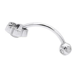 Belly Button Ring 14K White Gold With Flower 0.62 Diamond -Borcely Jewelry Sales belly button rings gold diamond belly ring flower 062 p 6270 backwh