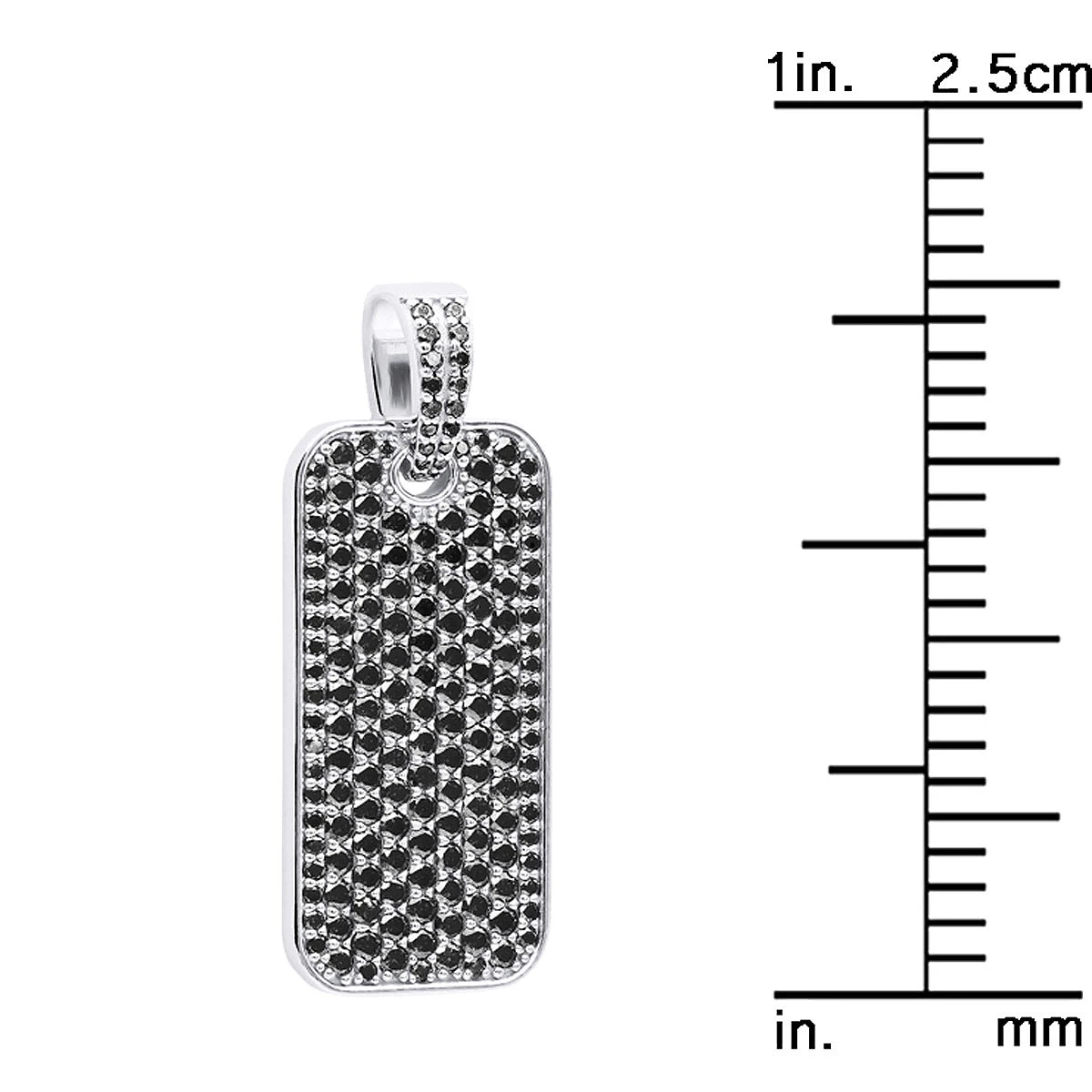 2 Inch Men's Black Diamond Dog Tag Pendant 14K White Gold 7.5ct 8 2 Inch Men's Black Diamond Dog Tag Pendant 14K White Gold 7.5ct - Image 8