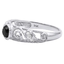 Black Diamond Engagement Ring 0.69ct 14K Yellow Gold 11 Black Diamond Engagement Ring 0.69ct 14K Yellow Gold -Borcely Jewelry Sales black diamond engagement ring 069ct 14k gold p 45922 back white