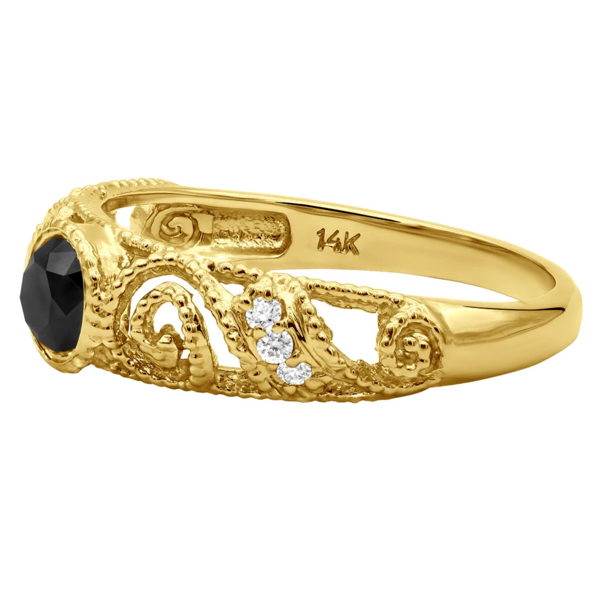 Black Diamond Engagement Ring 0.69ct 14K Yellow Gold 5 Black Diamond Engagement Ring 0.69ct 14K Yellow Gold - Image 5