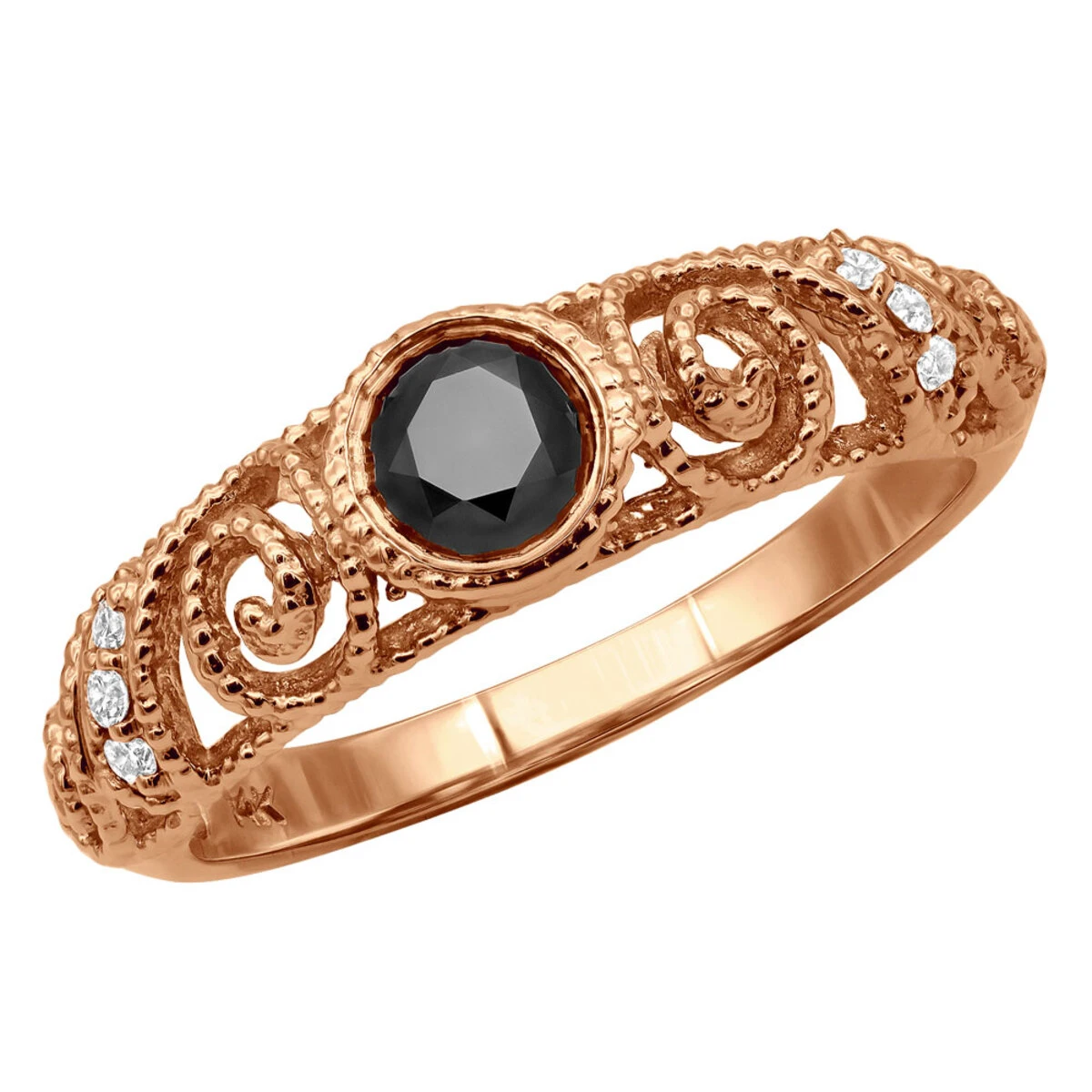 Black Diamond Engagement Ring 0.69ct 14K Yellow Gold 3 Black Diamond Engagement Ring 0.69ct 14K Yellow Gold - Image 3