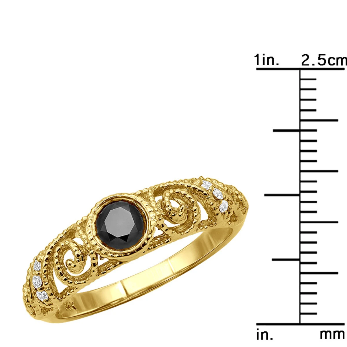 Black Diamond Engagement Ring 0.69ct 14K Yellow Gold 8 Black Diamond Engagement Ring 0.69ct 14K Yellow Gold - Image 8