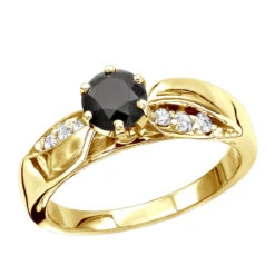 Thin Black Diamond Engagement Ring 0.74ct 14K White Gold -Borcely Jewelry Sales black diamond engagement ring 074ct 14k gold p 45910 ye