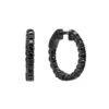 14K Black Plated Gold Black Diamond Hoop Earrings 1.93ct