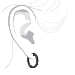 14K Black Plated Gold Black Diamond Hoop Earrings 1.93ct -Borcely Jewelry Sales black diamond jewelry 14k diamond hoop earrings 193ct p 35678 bodbl