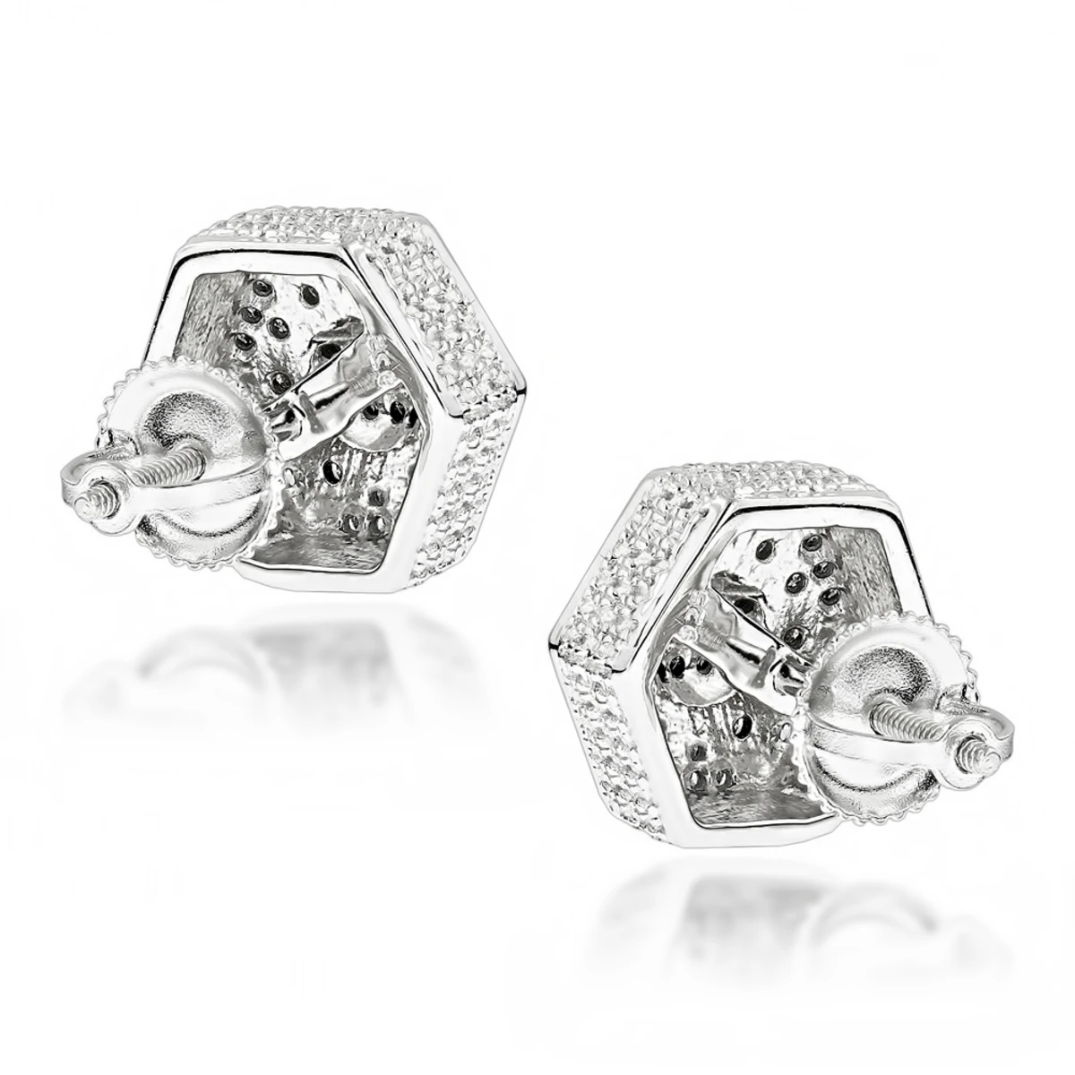 Blue Diamond Star Earrings 0.3ct Sterling Silver 2 Blue Diamond Star Earrings 0.3ct Sterling Silver - Image 2