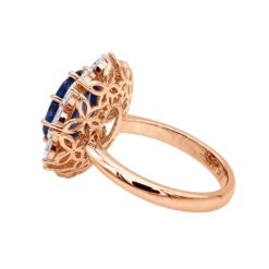 Blue Sapphire And Diamond Cocktail Ring For Women 18K White Gold 4.5ct 13 Blue Sapphire And Diamond Cocktail Ring For Women 18K White Gold 4.5ct -Borcely Jewelry Sales blue sapphire and diamond cocktail ring for women in 18k gold 45ct 803171 backro