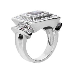 Blue Sapphire Cocktail Ring With Diamonds 14K White Gold 0.90ctd 1.25cts -Borcely Jewelry Sales blue sapphire cocktail ring with diamonds 14k 090ctd 125cts p 29192 back white