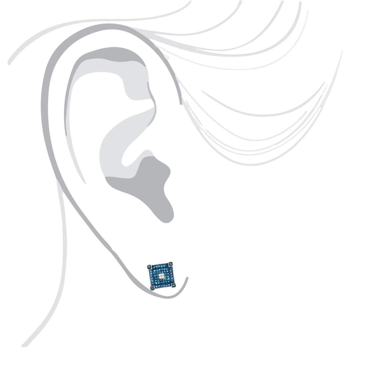 Blue White Diamond Earrings Studs 0.61ct Sterling Silver 3 Blue White Diamond Earrings Studs 0.61ct Sterling Silver - Image 3