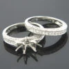 Thin 18K White Gold Diamond Engagement Ring Set 0.28ct