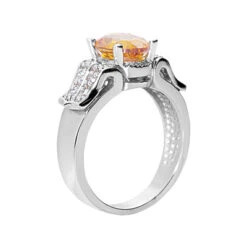 14K White Gold Ladies Citrine & Diamond Ring 0.24ctd 2ctc -Borcely Jewelry Sales citrine rings 14k gold ladies diamond ring 024ctd 2ctc p 29381 back white