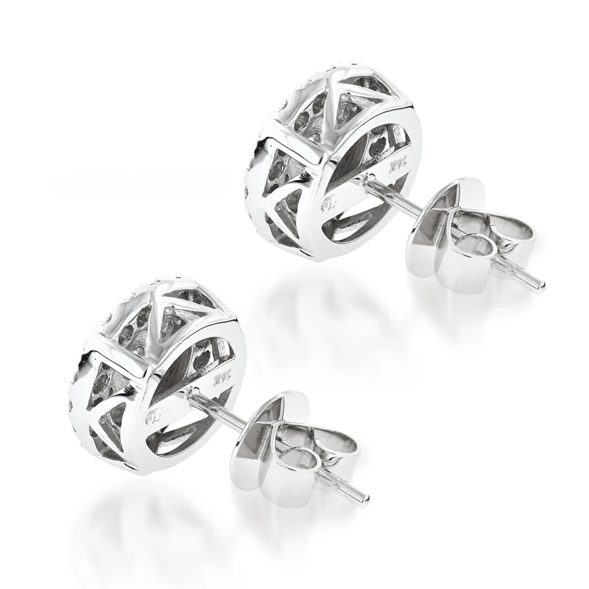 Cluster Diamond Earrings Studs G Color VS Clarity By Luxurman 1.5ct 4 Cluster Diamond Earrings Studs G Color VS Clarity By Luxurman 1.5ct - Image 4