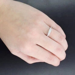 Thin 14K White Gold Cluster Diamond Flower Ring 0.34ct For Ladies -Borcely Jewelry Sales cluster rings ladies diamond flower ring 034ct 14k gold p 49981bod