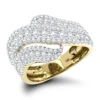 Luxurman Massive Ladies Diamond Wave Cocktail Ring 14K Yellow Gold 1.65ct