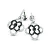 Dangling Flower Earrings With Black And White Diamonds 0.53ct 14K White Gold