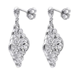 Designer 14K White Gold Diamond Drop Earrings For Women 2.5 Carat Vintage Style -Borcely Jewelry Sales designer 14k gold diamond drop earrings for women 25 carat vintage style backwh