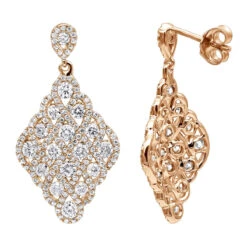 Designer 14K White Gold Diamond Drop Earrings For Women 2.5 Carat Vintage Style -Borcely Jewelry Sales designer 14k gold diamond drop earrings for women 25 carat vintage style ro