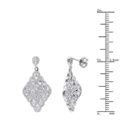 Designer 14K White Gold Diamond Drop Earrings For Women 2.5 Carat Vintage Style -Borcely Jewelry Sales designer 14k gold diamond drop earrings for women 25 carat vintage style rulerwh