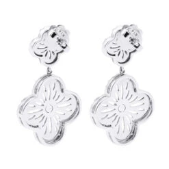 Designer 14K White Gold Diamond Flower Earrings 1.49ct -Borcely Jewelry Sales designer 14k gold diamond flower earrings 149ct p 6713 back white