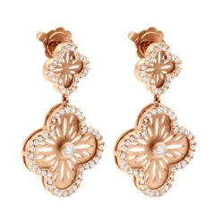 Designer 14K White Gold Diamond Flower Earrings 1.49ct -Borcely Jewelry Sales designer 14k gold diamond flower earrings 149ct p 6713 rose