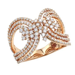 Designer 14K Rose Gold Ladies Diamond Cocktail Ring 1 Carat By Luxurman