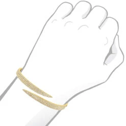 Arrow Design 2 Carat Pave Round Bangle Bracelet For Women 14K Yellow Gold -Borcely Jewelry Sales designer 14k gold pave diamond bangle bracelet for women arrow design 2ct 803218 bodye