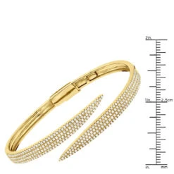 Arrow Design 2 Carat Pave Round Bangle Bracelet For Women 14K Yellow Gold -Borcely Jewelry Sales designer 14k gold pave diamond bangle bracelet for women arrow design 2ct 803218 rulerye
