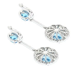 Designer Blue Topaz Diamond Earrings For Women By Luxurman 3.5ct 14K White Gold 9 Designer Blue Topaz Diamond Earrings For Women By Luxurman 3.5ct 14K White Gold -Borcely Jewelry Sales designer blue topaz diamond earrings for women by luxurman 35ct 14k gold backwh