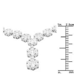 18K White Gold Designer Diamond Flower Necklace For Women 7.10ct -Borcely Jewelry Sales designer diamond flower necklace 710ct cluster jewelry ruler white