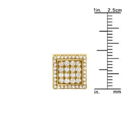 Square Diamond Stud Earrings For Men And Women 14K White Gold 1.2ct Pave Diamonds -Borcely Jewelry Sales designer diamond stud earrings 14k 128ct p 44650 ruler