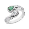 Designer Diamond And Emerald Ring 14K White Gold 0.68ctd 0.75cte